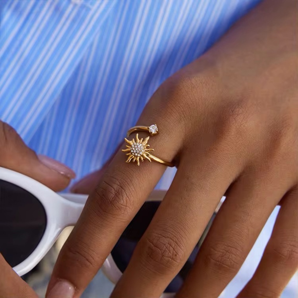18K Gold Plated Adjustable Sun Ring